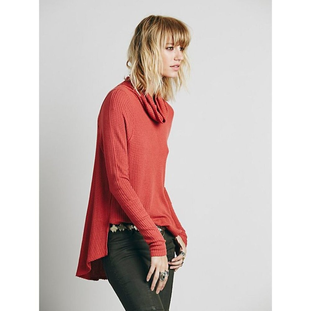 Free People Red Cowl Neck Blouse